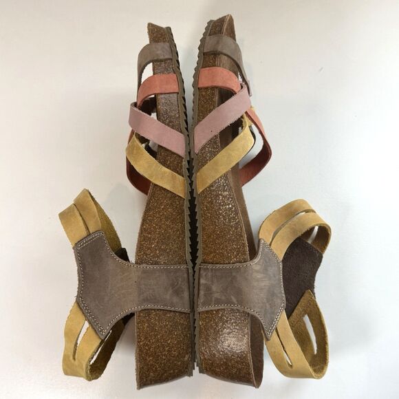 Inter Bios Sandals Strappy Footbed Comfort Multi Color Wedge Sz 40 / 9 - Picture 6 of 9